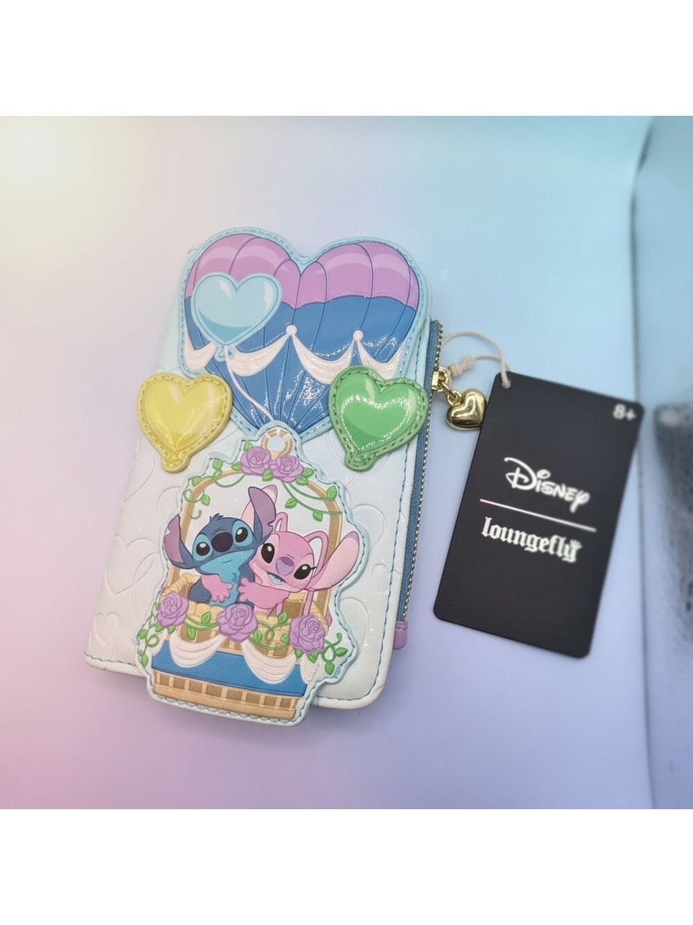 Disney Loungefly Stitch Angel Balloon Wallet Zip Around New